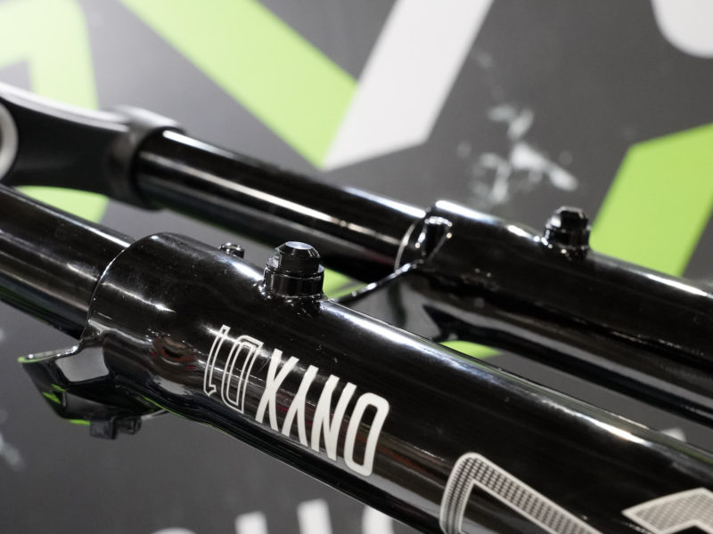 closeup details on 2023 DVO Onyx 38 enduro suspension mountain bike fork