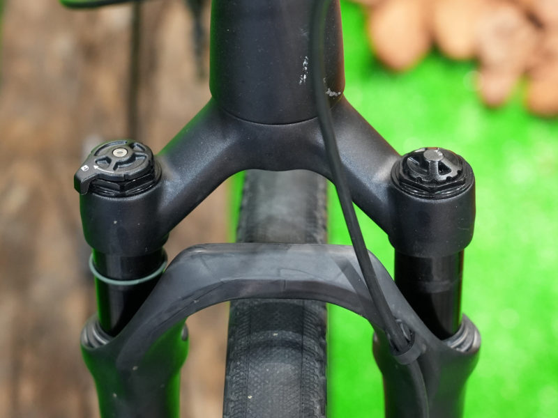 KS GTC gravel bike suspension fork closeup details