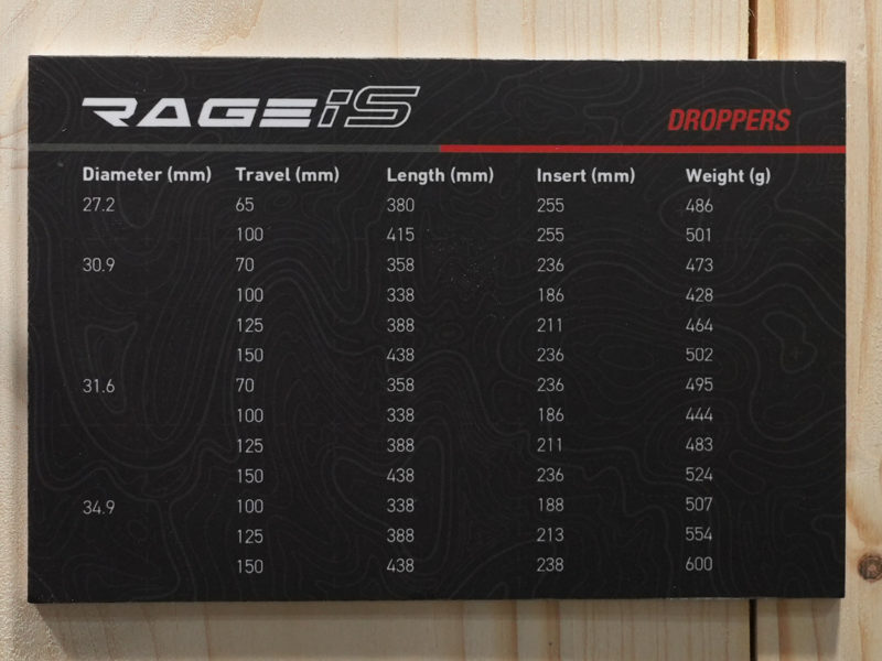 KS iS Rage gravel bike suspension dropper seatpost weights and specs chart