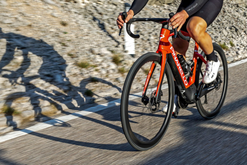 Pinarello Nytro E lightweight e-road ebike with TQ-HPR50 motor, photo by Roby Bragotto, road riding