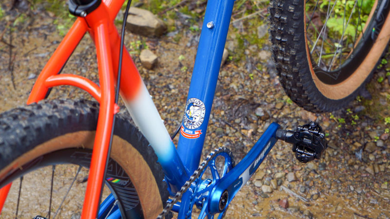 Ritchey Ultra 50th Anniversary limited edition steel mountain bike hardtail in red, white & blue retro Team fade, detail