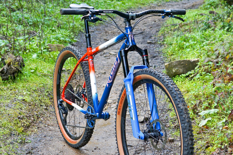 Ritchey Ultra 50th Anniversary limited edition steel mountain bike hardtail in red, white & blue retro Team fade, angled