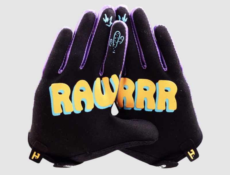 handup gloves with RAWRRR on the palm
