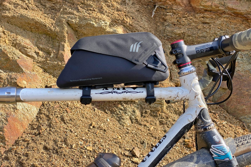 Tailfin Top Tube Packs small rackless bikepacking bag storage review, 1.1L Flip Lid