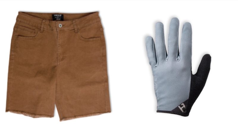 handup jorts and gray glove
