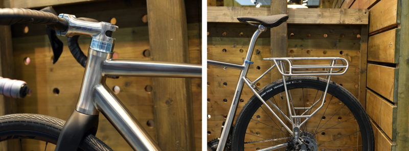 ora titanium gravel bike with custom ti rear rack