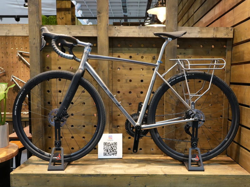 Ora titanium gravel bike with custom TI rear rack