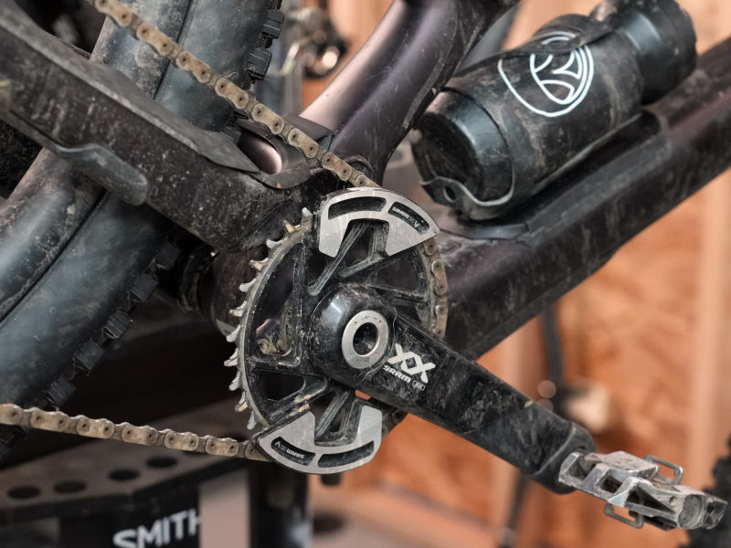 SRAM XX T-Type cranks with new bash guards on chainrings