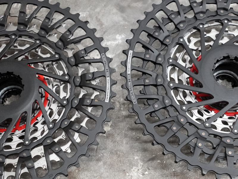 SRAM T-type Transmission mountain bike cassette closeup details