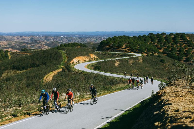 group of road cyclists in portugal