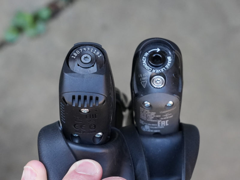 side by side feature and shape comparison of SRAM Force AXS versus eTap shifter levers