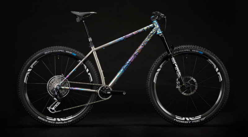 sage powerline titanium hardtail trail mountain bike shown from side