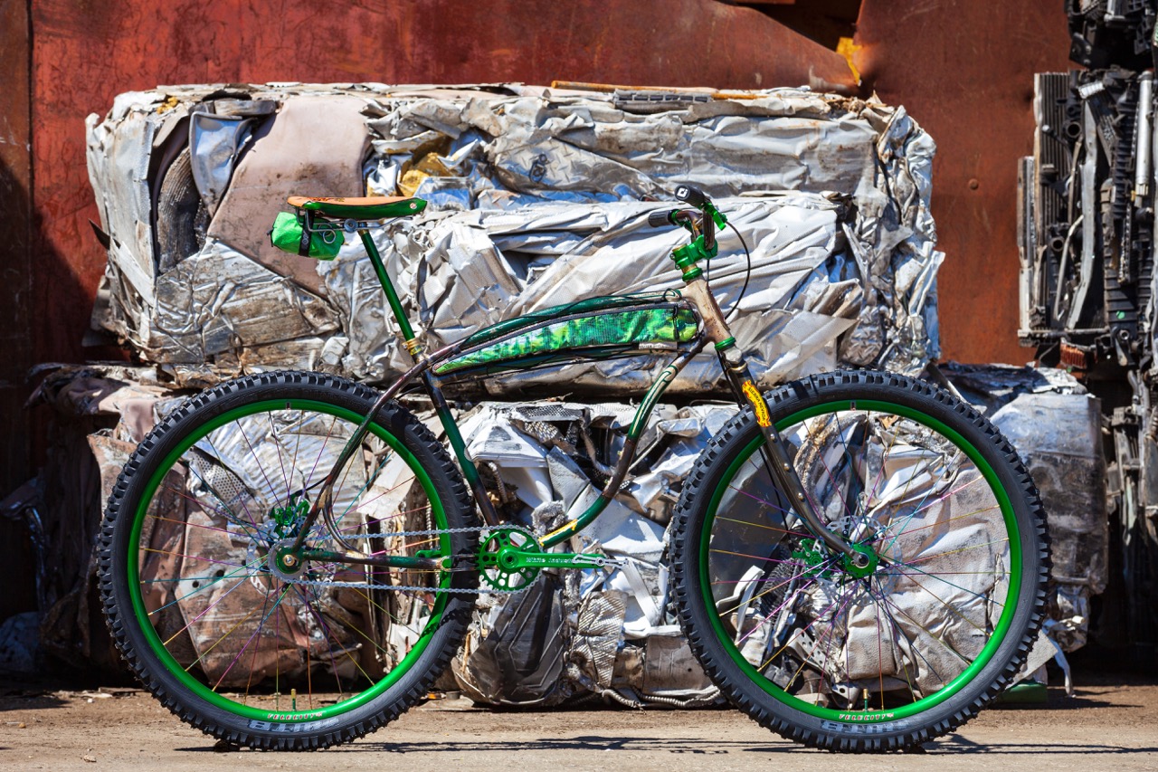 Sierra Recycler custom mountain bike at scrap yard