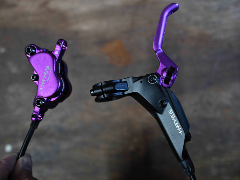 Limited edition Purple Hayes Dominion A4 retro MTB ano mountain bike disc brake set, lever & caliper