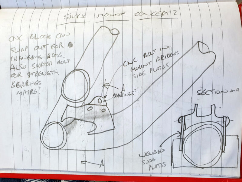 Neko Mulally Frameworks Racing x Cotic 853 steel DH bike project, sketch