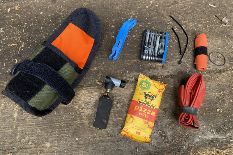 Restrap Tool Pouch small everyday saddlebag review, made-in-the-UK, gravel contents