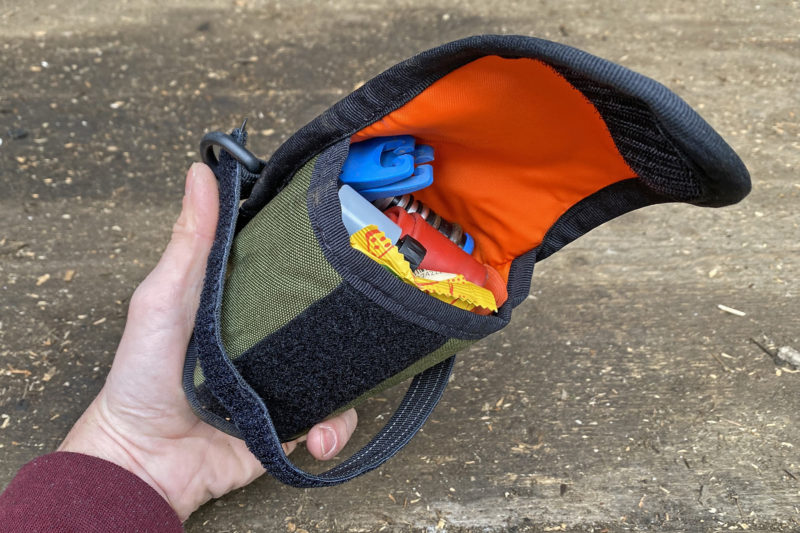 Restrap Tool Pouch small everyday saddlebag review, made-in-the-UK, packed open