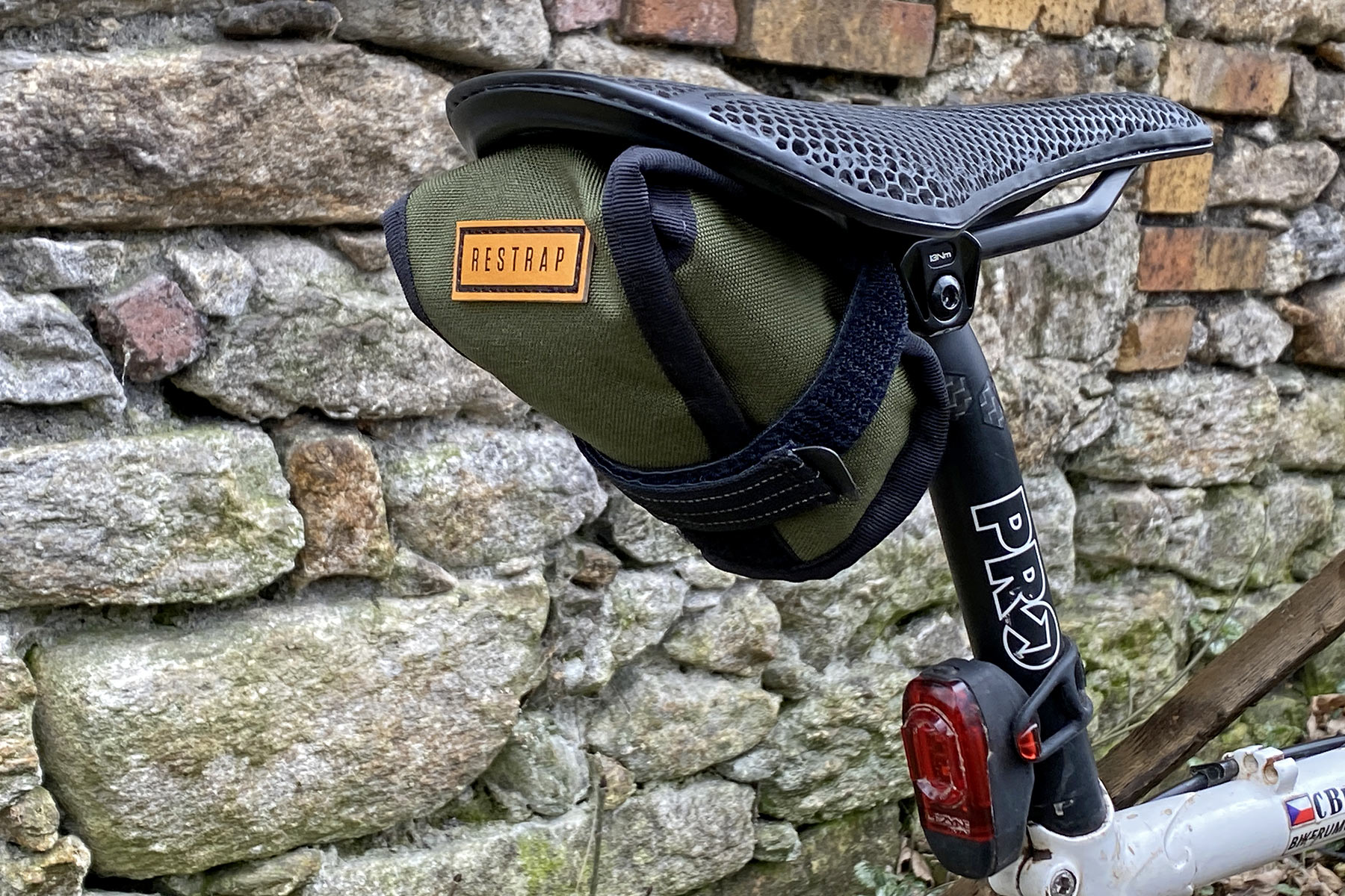 Restrap Tool Pouch small everyday saddlebag review, made-in-the-UK, angled