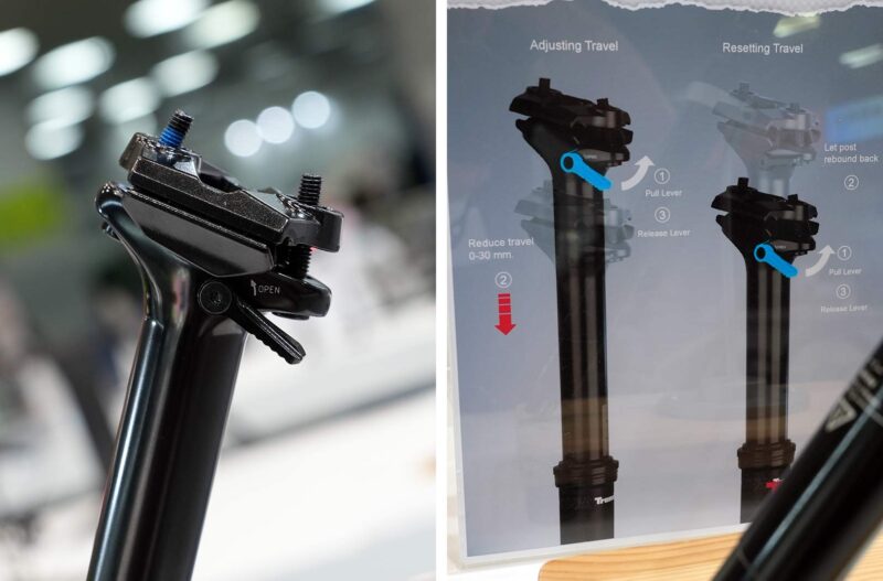 tranzx dropper seatpost with adjustable travel