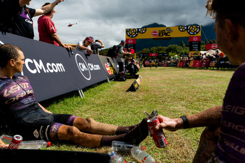 lukas baum georg egger drink coca cola at stage 5 finish aftyer winning