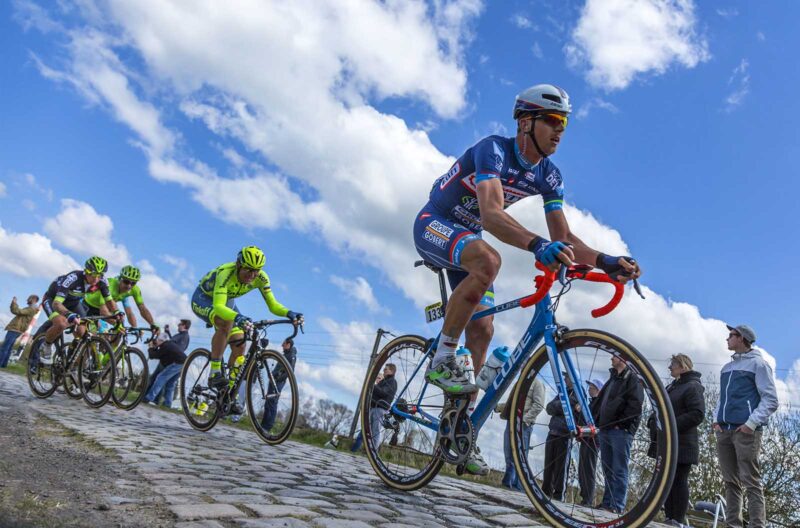 cyclist riding in Paris-Roubaix