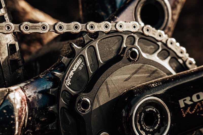 closeup of new rotor MTB INspider power meter spider