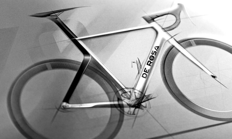 De Rosa Settanta lightweight carbon aero road bike, design sketch by Pininfarina