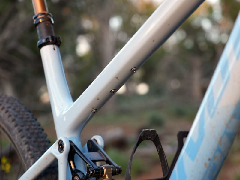 closeup details of 2023 pivot mach 4sl xc mountain bike