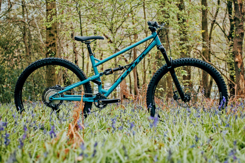 2023 Cotic FlareMAX Gen5, 125mm steel full-suspension trail bike, made-in-the-UK, photo by Richard Baybutt, complete in wildflowers