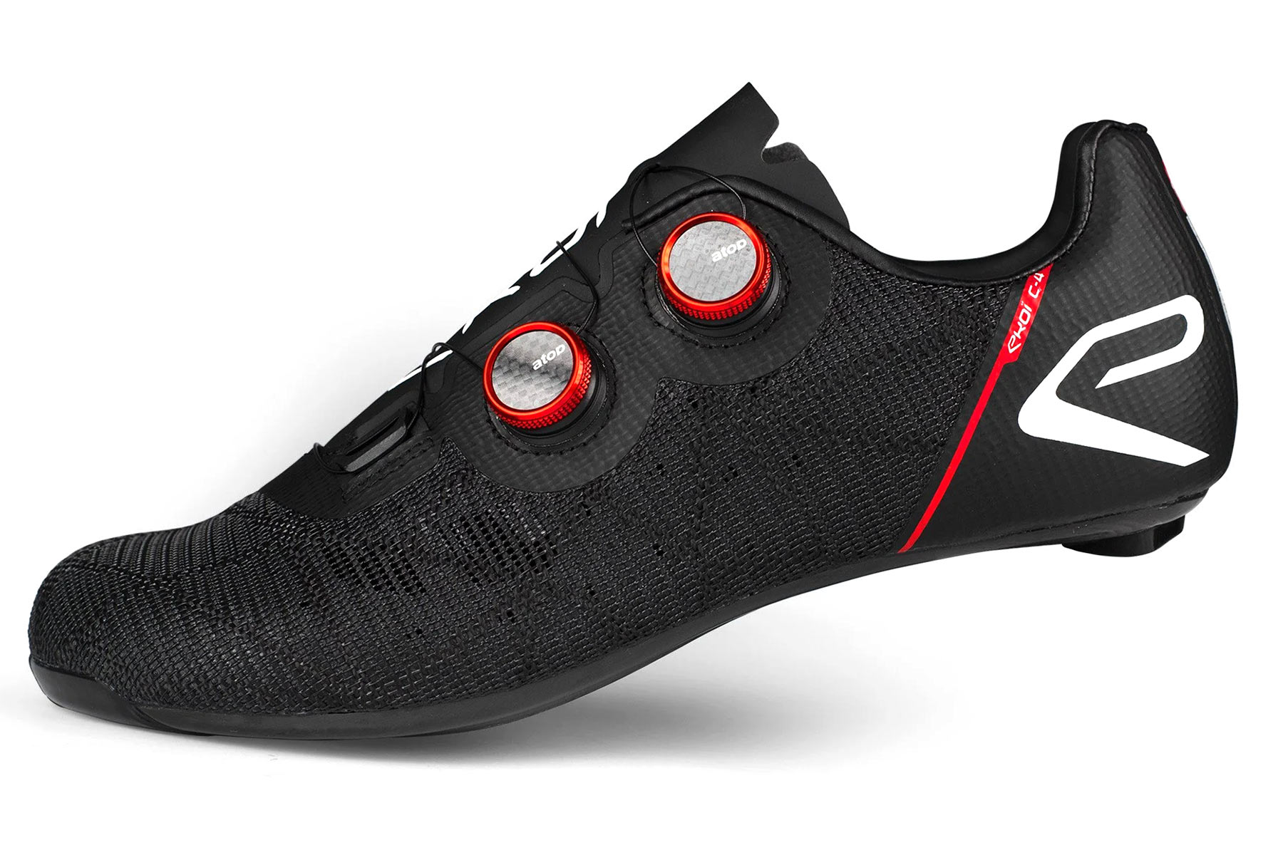 Ekoï C-4 carbon road bike shoes, affordable Ekoi full-carbon sole woven mesh vented cycling shoe, side