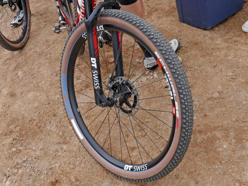 Prototype Schwalbe First Ride fast-rolling XC race mountain bike tire, pre-race