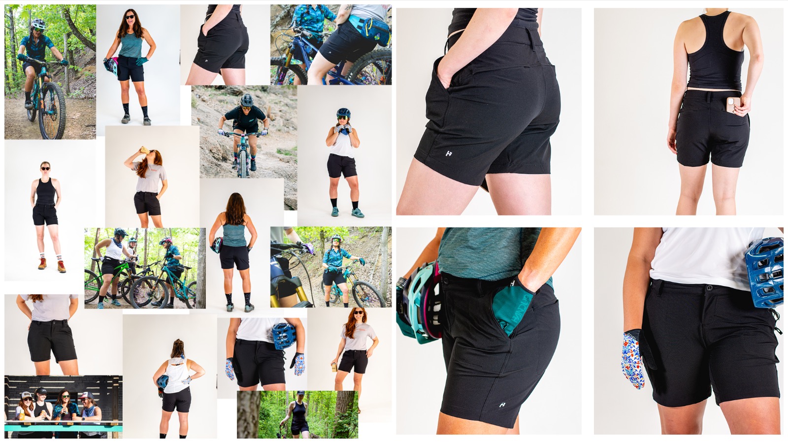 collage: handup hot lap shorts
