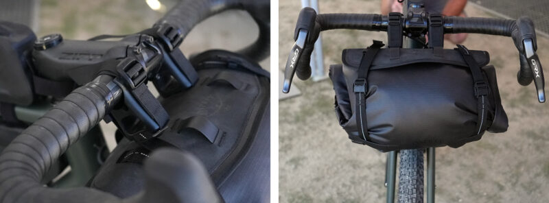 closeup details of prototype osprey bikepacking bags