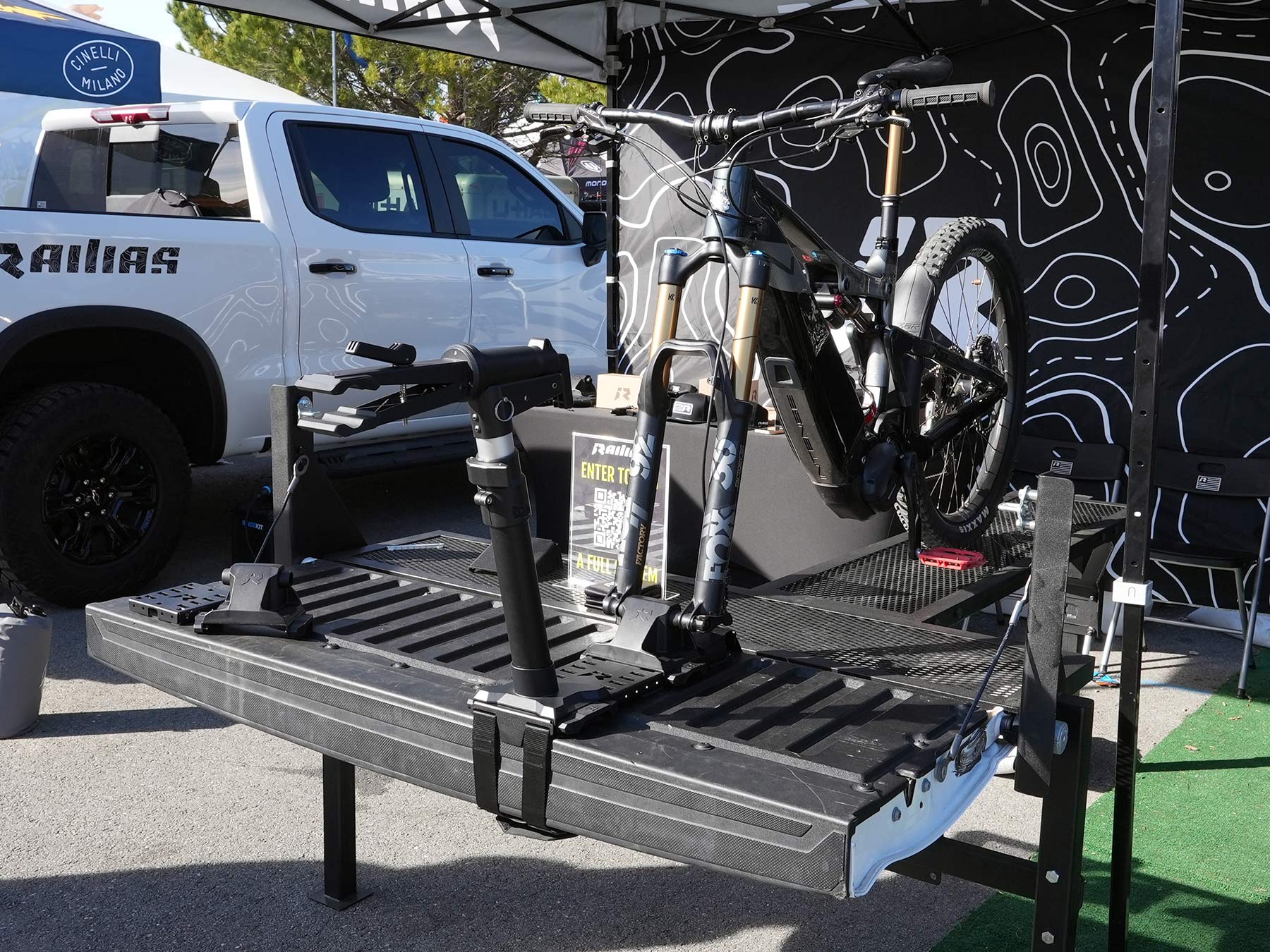railias truck bed fork mounts and bike stand
