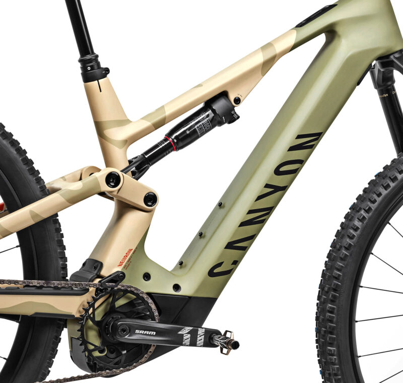 2023 Canyon Neuron:ON CF lightweight 140mm carbon all-mountain ebike, trail eMTB, carbon detail