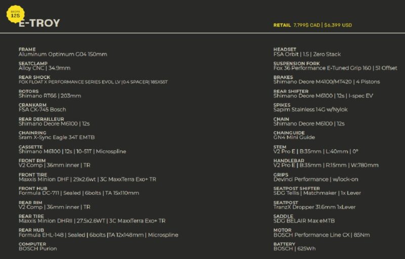 Devinci e-Troy ebike specs