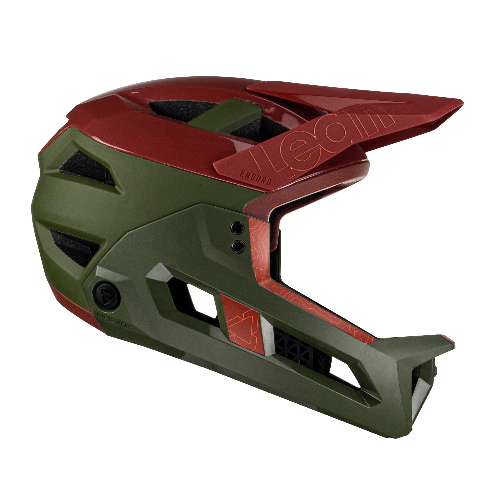2023 Leatt 3 Enduro MTB Helmet, a convertible half-shell, 3/4-shell, or full-face mountain bike helmet, all-in-1, pine