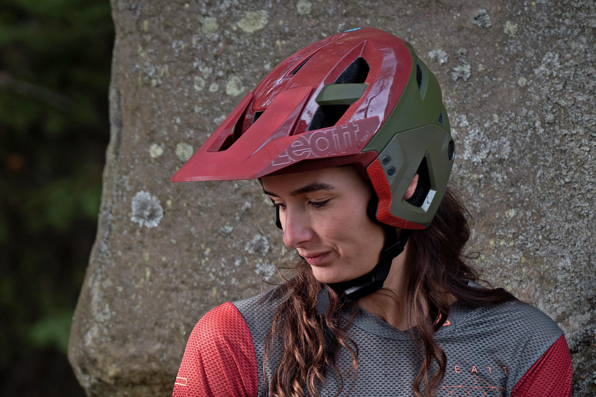 2023 Leatt 3 Enduro MTB Helmet, a convertible half-shell, 3/4-shell, or full-face mountain bike helmet, all-in-1, up close