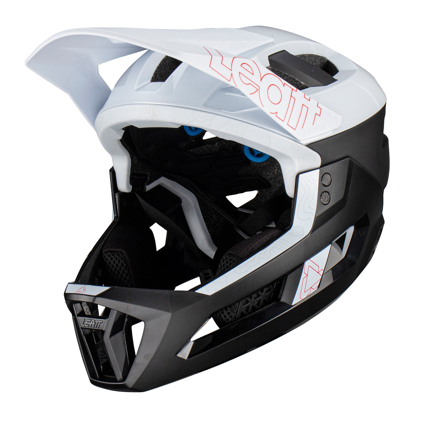 2023 Leatt 3 Enduro MTB Helmet, a convertible half-shell, 3/4-shell, or full-face mountain bike helmet, all-in-1, white