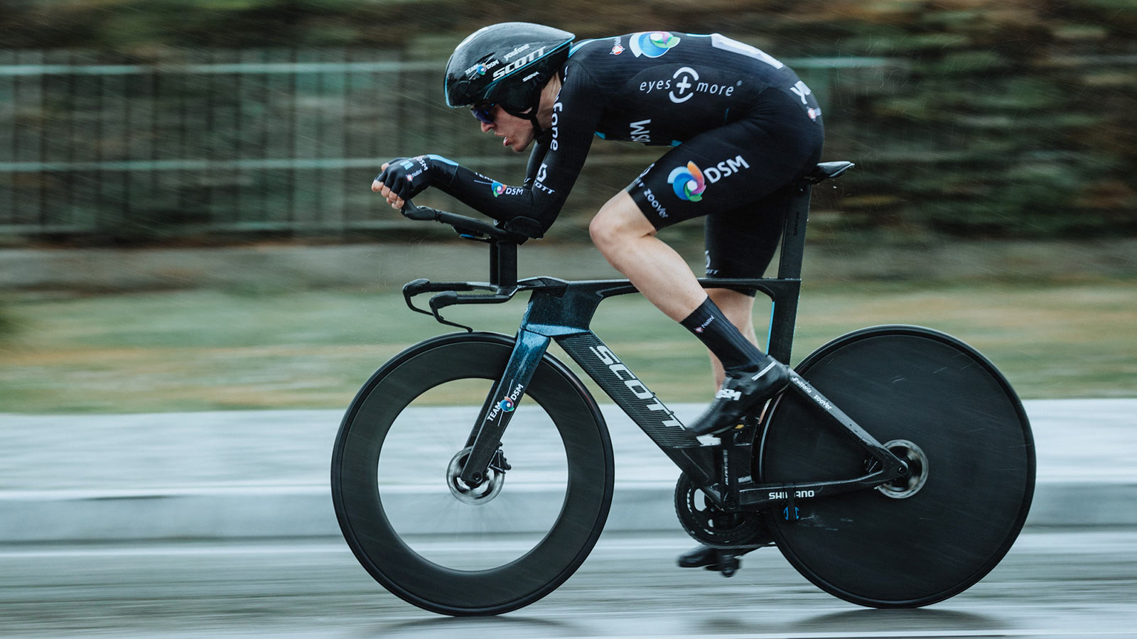 2023 Scott Plasma RC TT, 7th generation carbon aerodynamic time-trial bike road race bike, DSM racing in the rain