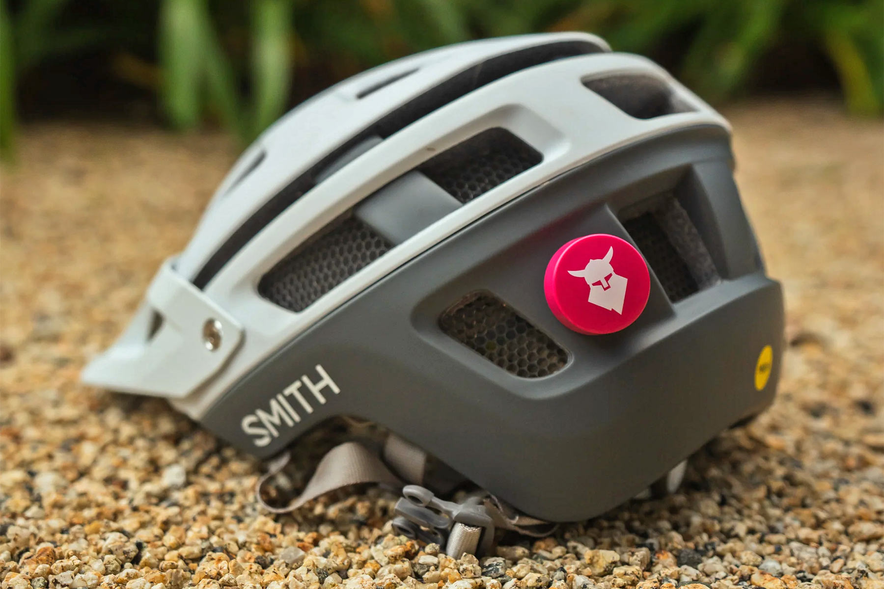 Aleck Tocsen stick-on crash sensor on a Smith Forefront 2 MIPS helmet