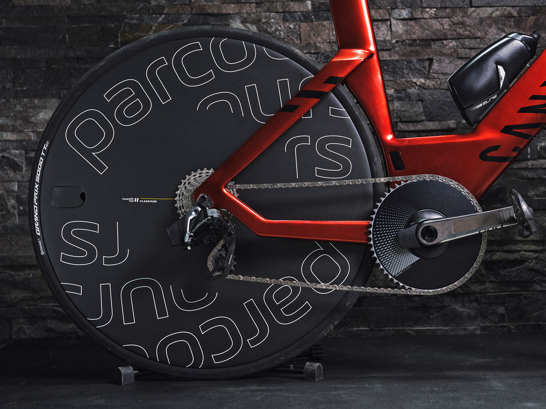 Classified x Parcours Disc2 TT/Tri wheel, Powershift-ready internal 2-sp geared hub in carbon disc time trial & triathlon racing wheel, detail
