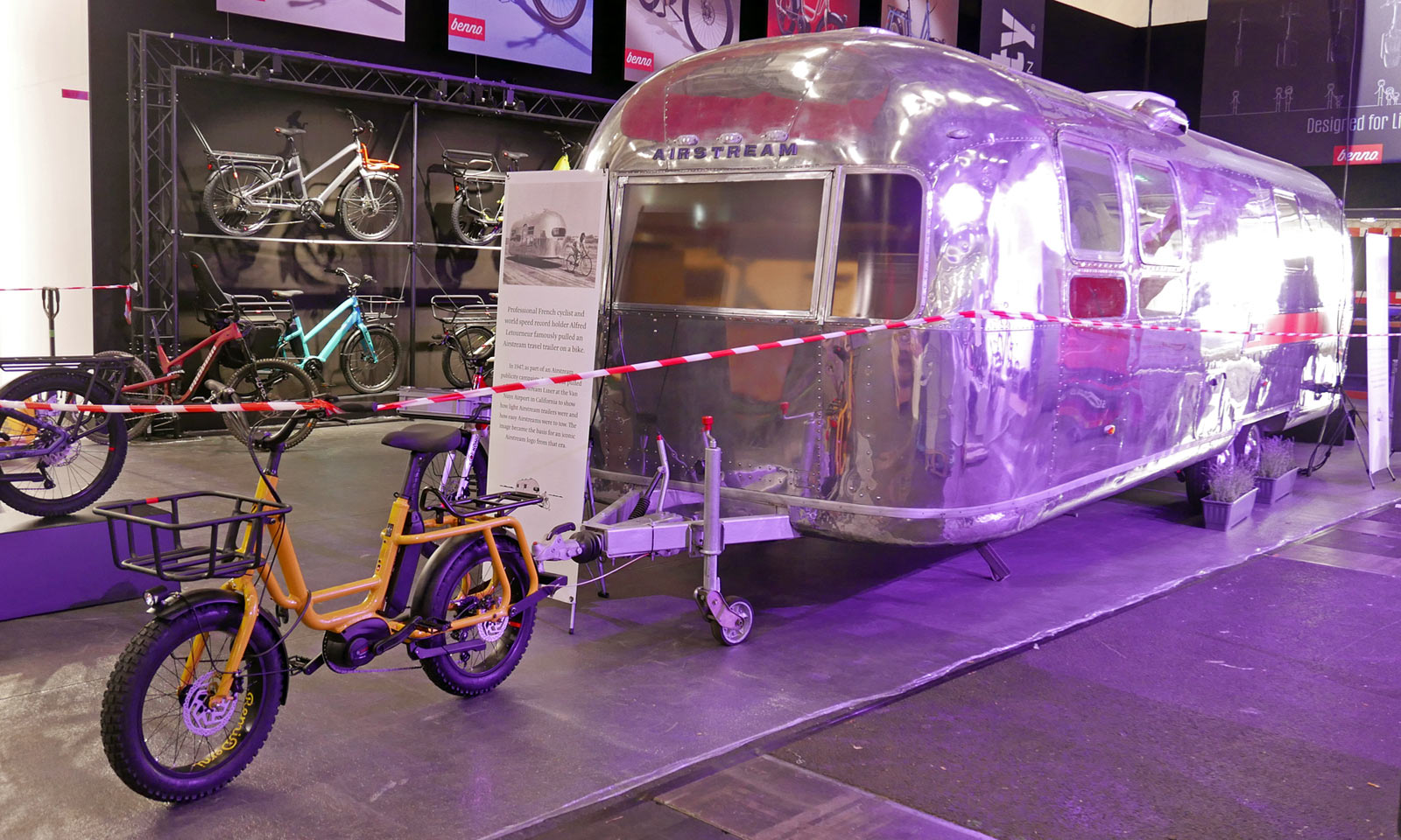 Eurobike 2023, the largest cycling industry trade show, pulling an Airstream with a Benno ebike