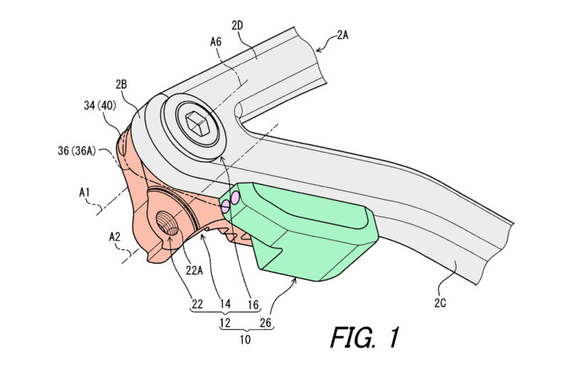 Patrulla de patentes: Shimano Patent es un nuevo aparato de soporte estándar para el montaje del desviador, Fig. 1