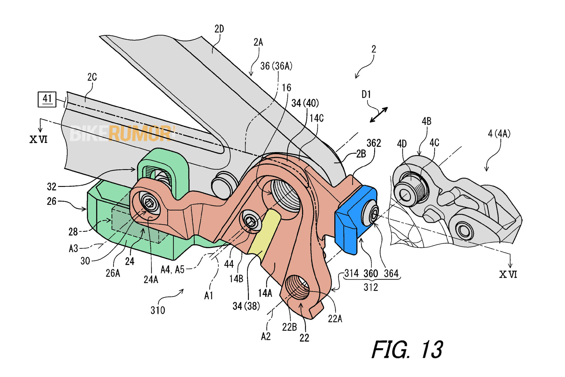 Patent Patrol: Shimano Patent is a New standard Bracket Apparatus for Derailleur Mounting, Fig 13