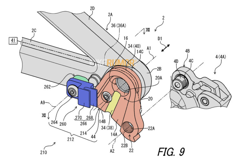 Patrulla de patentes: la patente de Shimano es un nuevo aparato de soporte estándar para el montaje del desviador, Fig. 9