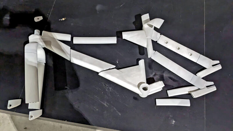 TRed X23 Swanigami individualized aerodynamics 3D-printed scandium aluminum alloy track bike prototype, composite mock-up