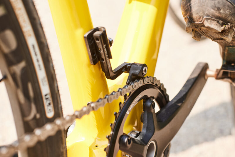 wolf tooth components LoneWolf aero chain guide for road and gravel bikes shown from behind
