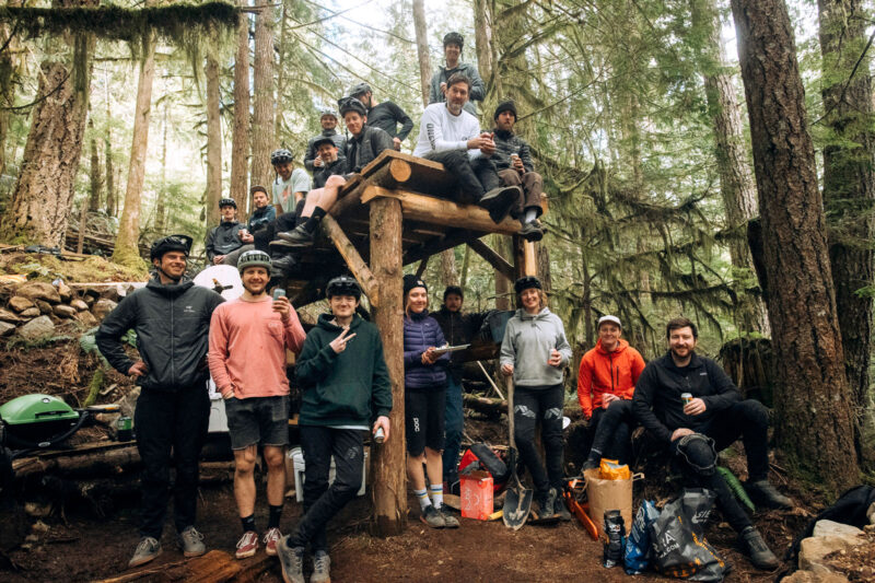 oneup and volunteers build airplane mode jump trail squamish