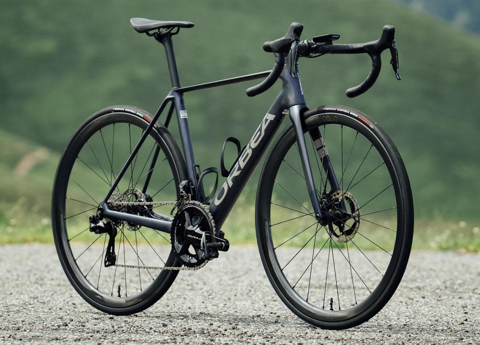 2023 Orbea Orca v7 lightweight carbon climbers road bike, angled